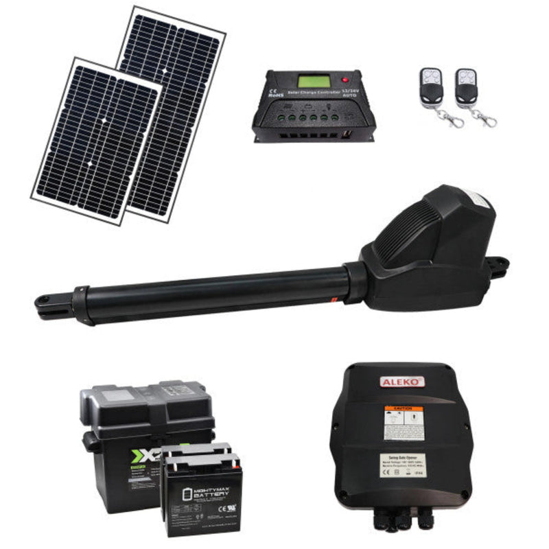 ALEKO Single Swing Gate Operator - AS600 AC/DC - Solar Kit 60W