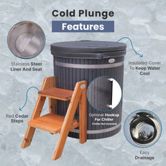 ALEKO Ice Bath Frost Cold Pod Plunge Tub | 118 Gallon Water Treatment Capacity | 37.5” x 32.25”