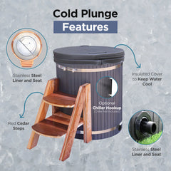 ALEKO Ice Bath Frost Cold Pod Plunge Tub | 118 Gallon Water Treatment Capacity | 37.5” x 32.25”