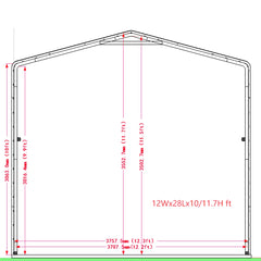 12 Ft. W x 28 Ft. D Metal Carport Carport