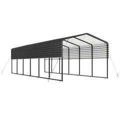 30L x 12W x 11H ft Metal Carport with Corrugated Roof - Black