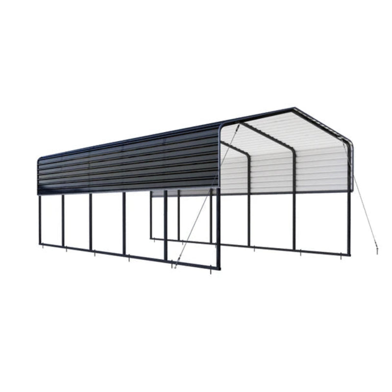 ALEKO 12 x 26 x 9.6' Metal Carport with Corrugated Roof - Black