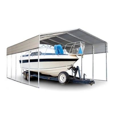 ALEKO 12x26 ft. Metal Carport with Corrugated Roof - Gray