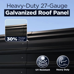 ALEKO 12 x 30 x 9.6' Metal Carport with Corrugated Roof - Black