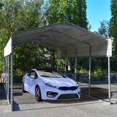ALEKO 12 x 30 x 9.6' Metal Carport with Corrugated Roof - Gray