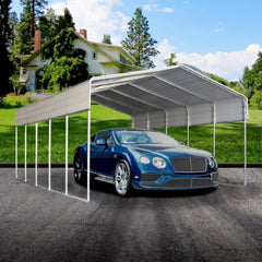 ALEKO 12 x 30 x 9.6' Metal Carport with Corrugated Roof - Gray