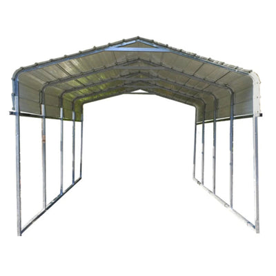 ALEKO 12 x 30 x 9.6' Metal Carport with Corrugated Roof - Gray