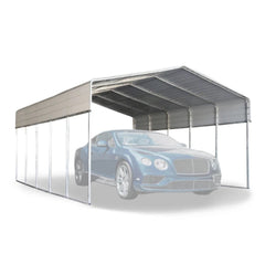 ALEKO 12 x 30 x 9.6' Metal Carport with Corrugated Roof - Gray