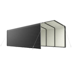 ALEKO 12 x 26 x 9.6' Metal Carport with Corrugated Roof and Sidewall Panels - Black