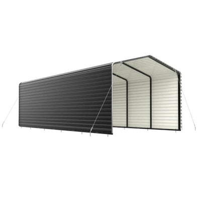 ALEKO 12 x 26 x 9.6' Metal Carport with Corrugated Roof and Sidewall Panels - Black