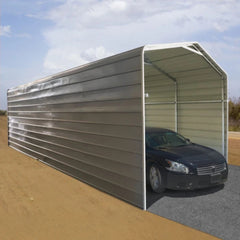 ALEKO 12W x 26L x 10H ft. Metal Carport with Corrugated Roof Panels and Sidewall Panels – Gray