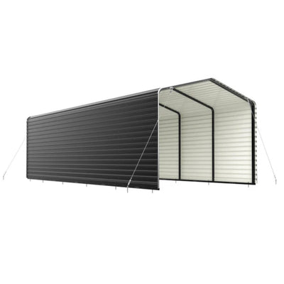 ALEKO 12 x 30 x 9.6' Metal Carport with Corrugated Roof and Sidewall Panels - Black