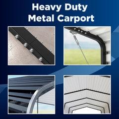 ALEKO 12 x 30 x 9.6' Metal Carport with Corrugated Roof and Sidewall Panels - Black