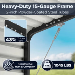ALEKO 12 x 30 x 9.6' Metal Carport with Corrugated Roof and Sidewall Panels - Black