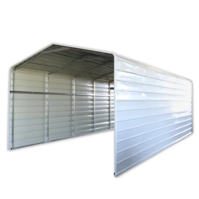 ALEKO 12W x 30L x 10H ft. Metal Carport with Corrugated Roof Panels and Sidewall Panels – Gray