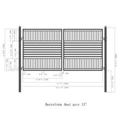 ALEKO Steel Dual Swing Driveway Gate - Barcelona Style - 12 x 6 Feet