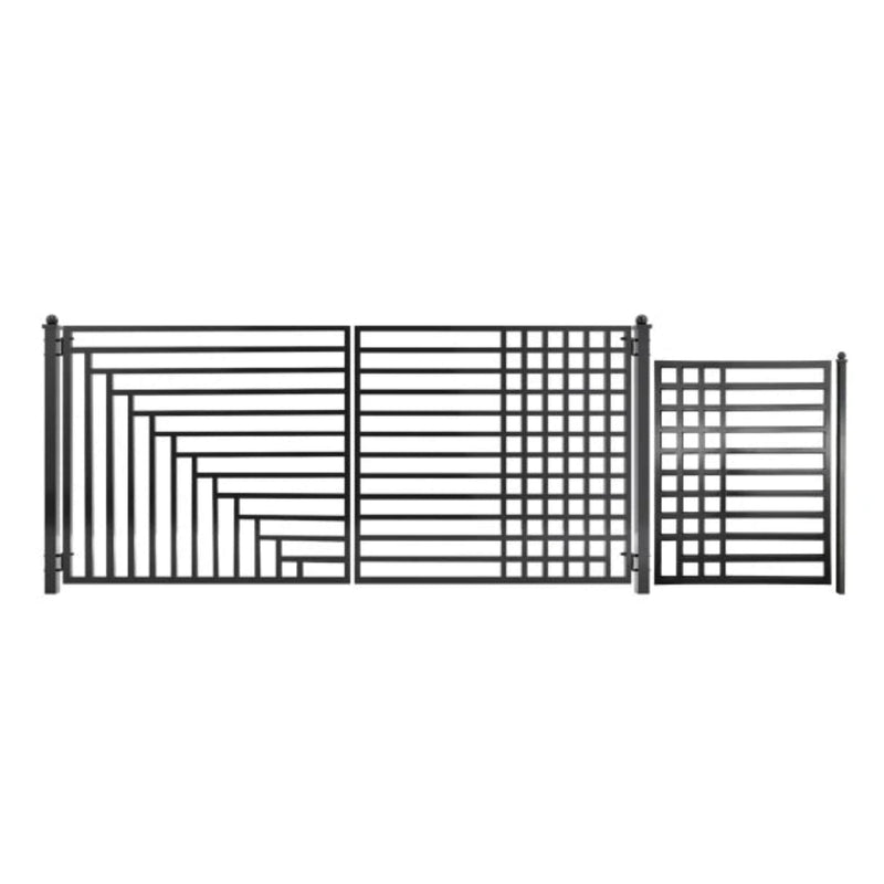 ALEKO Steel Dual Swing Driveway Gate with Pedestrian Gate – Kyiv Style - 12 ft.