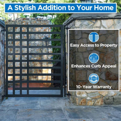 ALEKO Steel Dual Swing Driveway Gate with Pedestrian Gate – Kyiv Style - 12 ft.