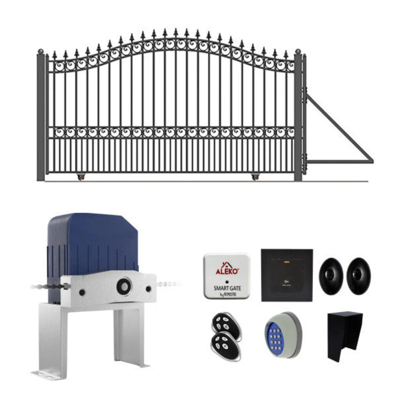 ALEKO Automated Steel Sliding Driveway Gate and Gate Opener Complete Kit – LONDON Style – 12 x 6 Feet