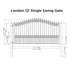 ALEKO Steel Single Swing Driveway Gate - LONDON Style - 12 x 6 Feet