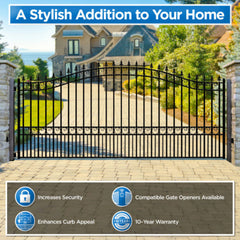 ALEKO Steel Single Swing Driveway Gate - LONDON Style - 12 x 6 Feet