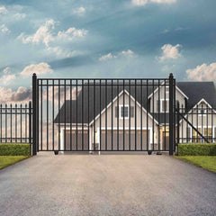 ALEKO Automated Steel Sliding Driveway Gate and Gate Opener Complete Kit – MADRID Style – 12 x 6 Feet