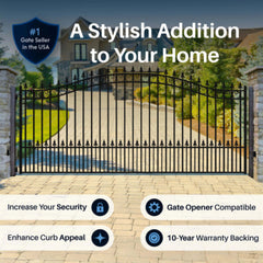 ALEKO Steel Single Swing Driveway Gate - ST.LOUIS Style - 12 x 6 Feet