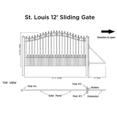 ALEKO Steel Sliding Driveway Gate - ST.LOUIS Style - 12 x 6 Feet