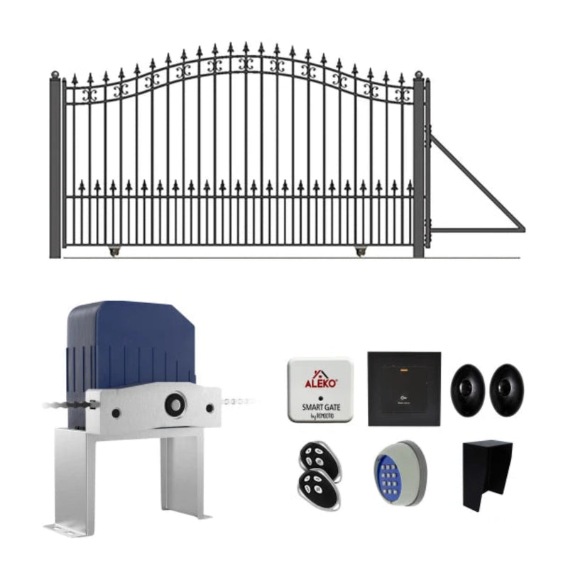 ALEKO Automated Steel Sliding Driveway Gate and Gate Opener Complete Kit – ST. LOUIS Style – 12 x 6 Feet