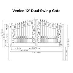ALEKO Steel Dual Swing Driveway Gate - VENICE Style - 12 x 6 Feet