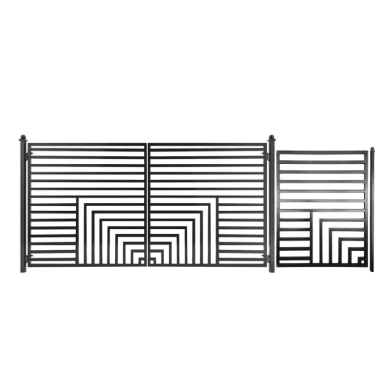 ALEKO Steel Dual Swing Driveway Gate with Pedestrian Gate – Florence Style - 14 ft.