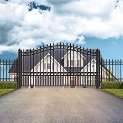 ALEKO Automated Steel Sliding Driveway Gate and Gate Opener Complete Kit – LONDON Style – 14 x 6 Feet