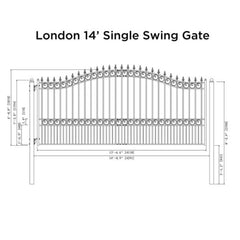 ALEKO Steel Single Swing Driveway Gate - LONDON Style - 14 x 6 Feet