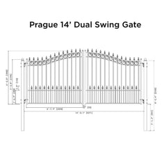 ALEKO Steel Dual Swing Driveway Gate - PRAGUE Style - 14 x 6 Feet