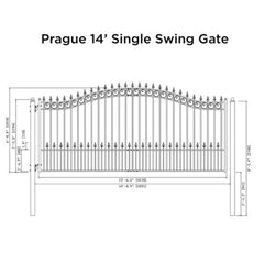 ALEKO Steel Single Swing Driveway Gate - PRAGUE Style - 14 x 6 Feet