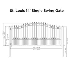 ALEKO Steel Single Swing Driveway Gate - ST.LOUIS Style - 14 x 6 Feet