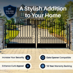 ALEKO Steel Dual Swing Driveway Gate - VENICE Style - 14 x 6 Feet
