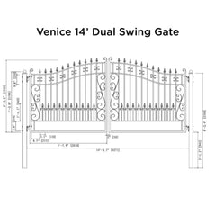 ALEKO Steel Dual Swing Driveway Gate - VENICE Style - 14 x 6 Feet