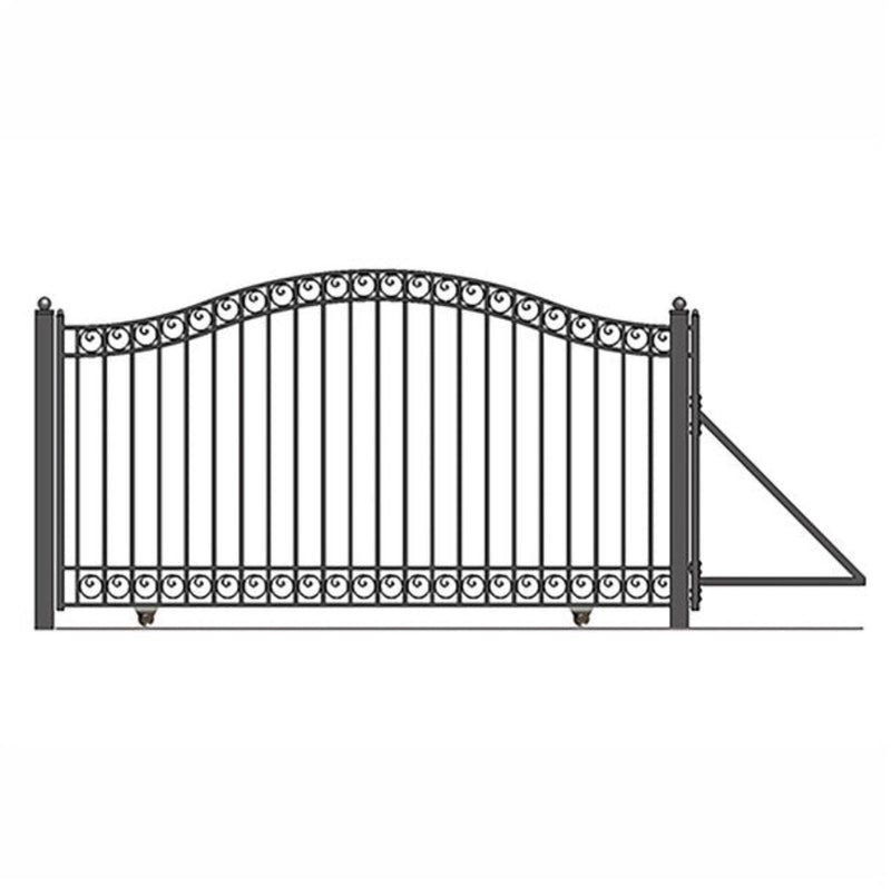 ALEKO Steel Sliding Driveway Gate - 16 ft with Pedestrian Gate - 5 ft - DUBLIN Style