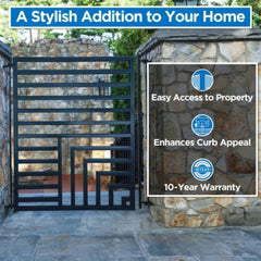 ALEKO Steel Dual Swing Driveway Gate with Pedestrian Gate – Florence Style - 16 ft.