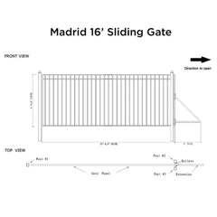 ALEKO Slide Steel Driveway Gate - MADRID Style - 16 x 6 Feet