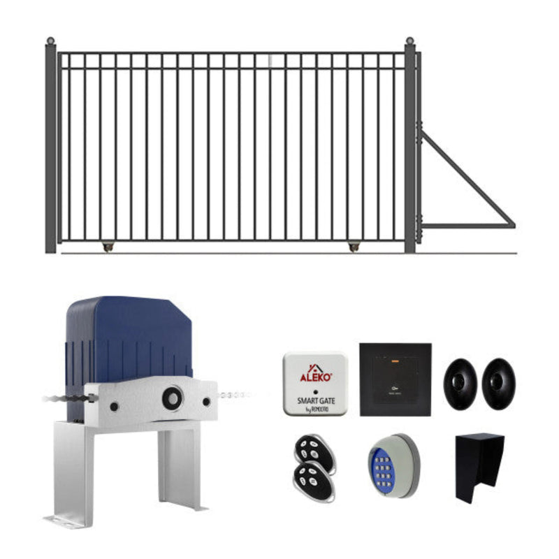 ALEKO Automated Steel Sliding Driveway Gate and Gate Opener Complete Kit – MADRID Style – 16 x 6 Feet