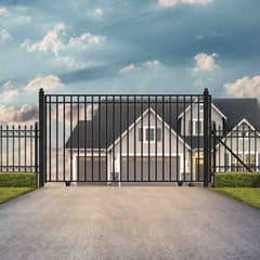 ALEKO Automated Steel Sliding Driveway Gate and Gate Opener Complete Kit – MADRID Style – 16 x 6 Feet