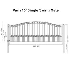 ALEKO Steel Single Swing Driveway Gate - PARIS Style - 16 x 6 Feet