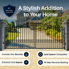 ALEKO Steel Dual Swing Driveway Gate - LONDON Style - 18 x 6 Feet