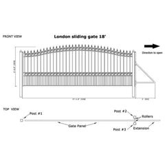 ALEKO Automated Steel Sliding Driveway Gate and Gate Opener Complete Kit – LONDON Style – 18 x 6 Feet