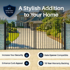 ALEKO Steel Dual Swing Driveway Gate - MADRID Style - 18 x 6 Feet