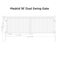 ALEKO Steel Dual Swing Driveway Gate - MADRID Style - 18 x 6 Feet