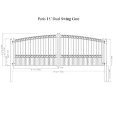 ALEKO Steel Dual Swing Driveway Gate - PARIS Style - 18 x 6 Feet