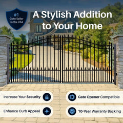 ALEKO Steel Dual Swing Driveway Gate - PRAGUE Style - 18 x 6 Feet